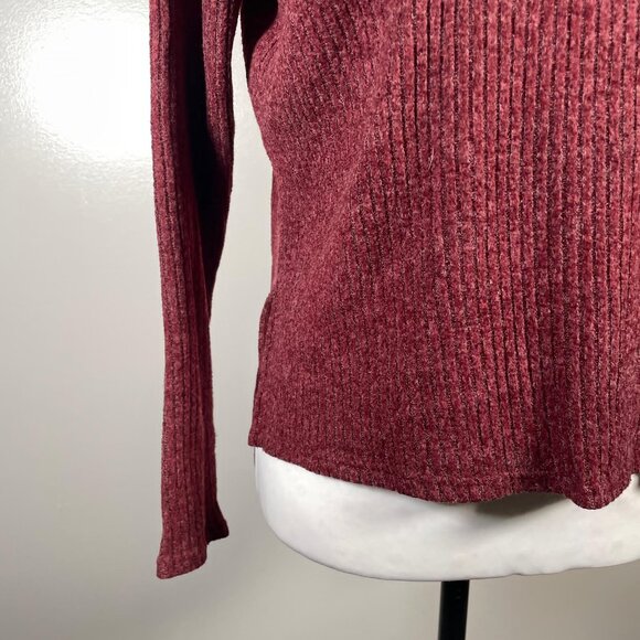 Forever 21 Burgundy Turtleneck Chunky Tight Knit 3/4 Sleeve Pullover Sweater S - Picture 8 of 12